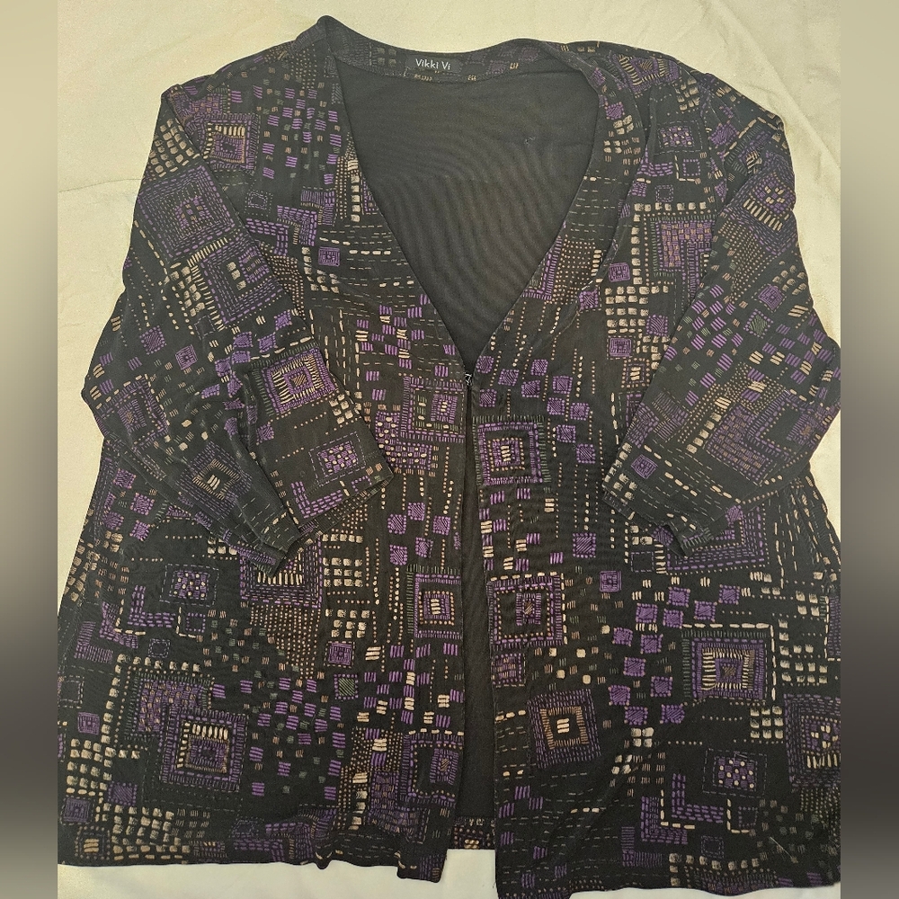 Vikki Vi Purple and Black Geometric Top
